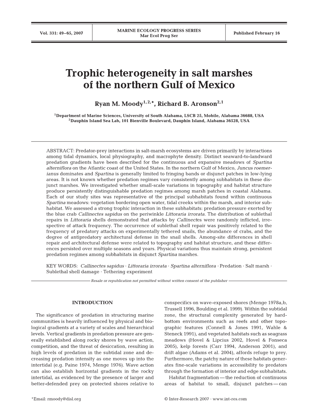 Trophic Heterogeneity in Salt Marshes of the Northern Gulf of Mexico