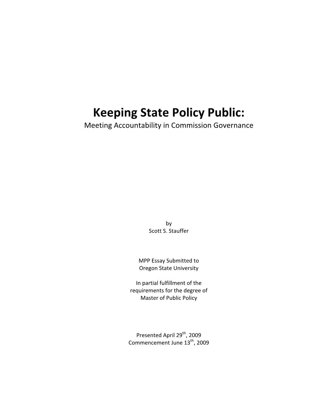 Keeping State Policy Public: Meeting Accountability in Commission Governance