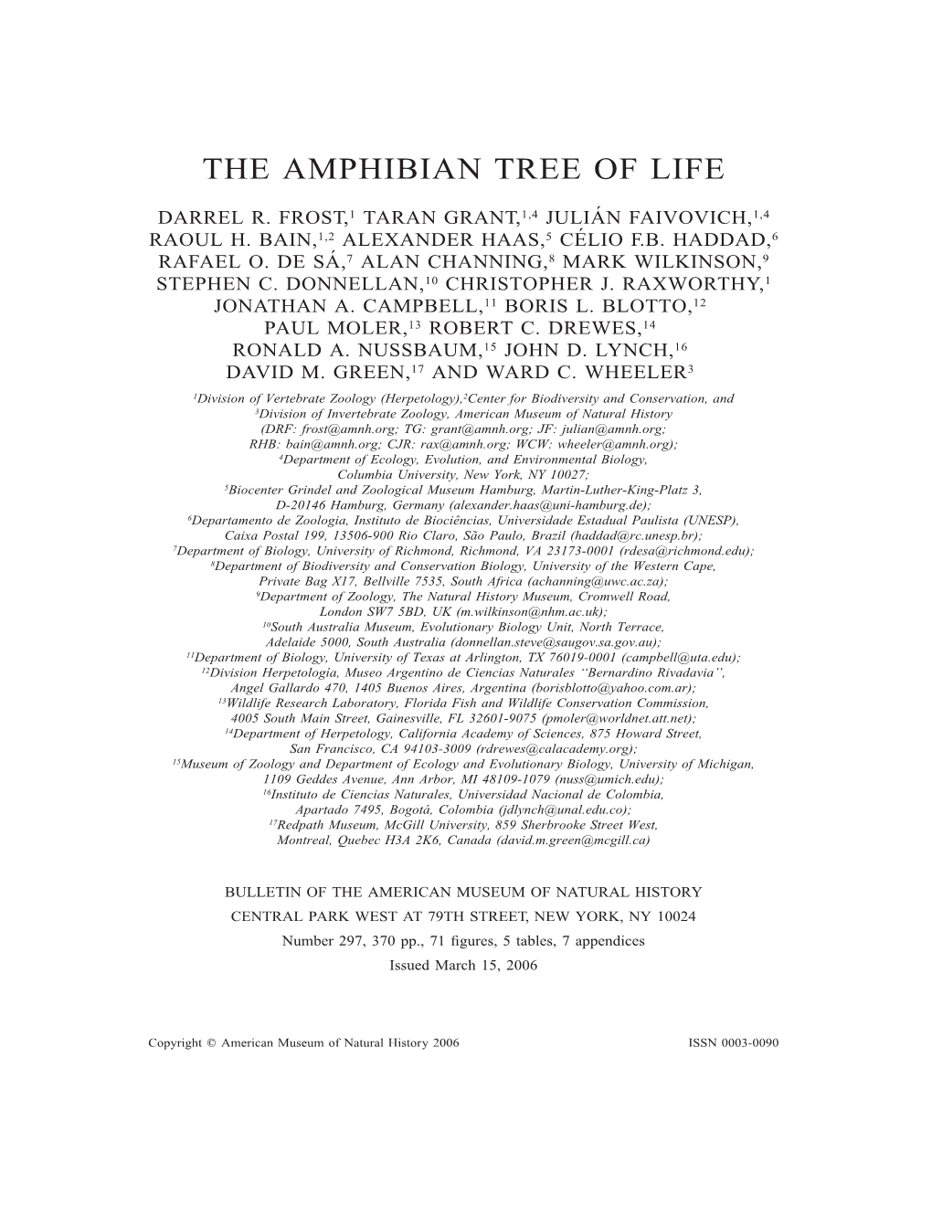 The Amphibian Tree of Life