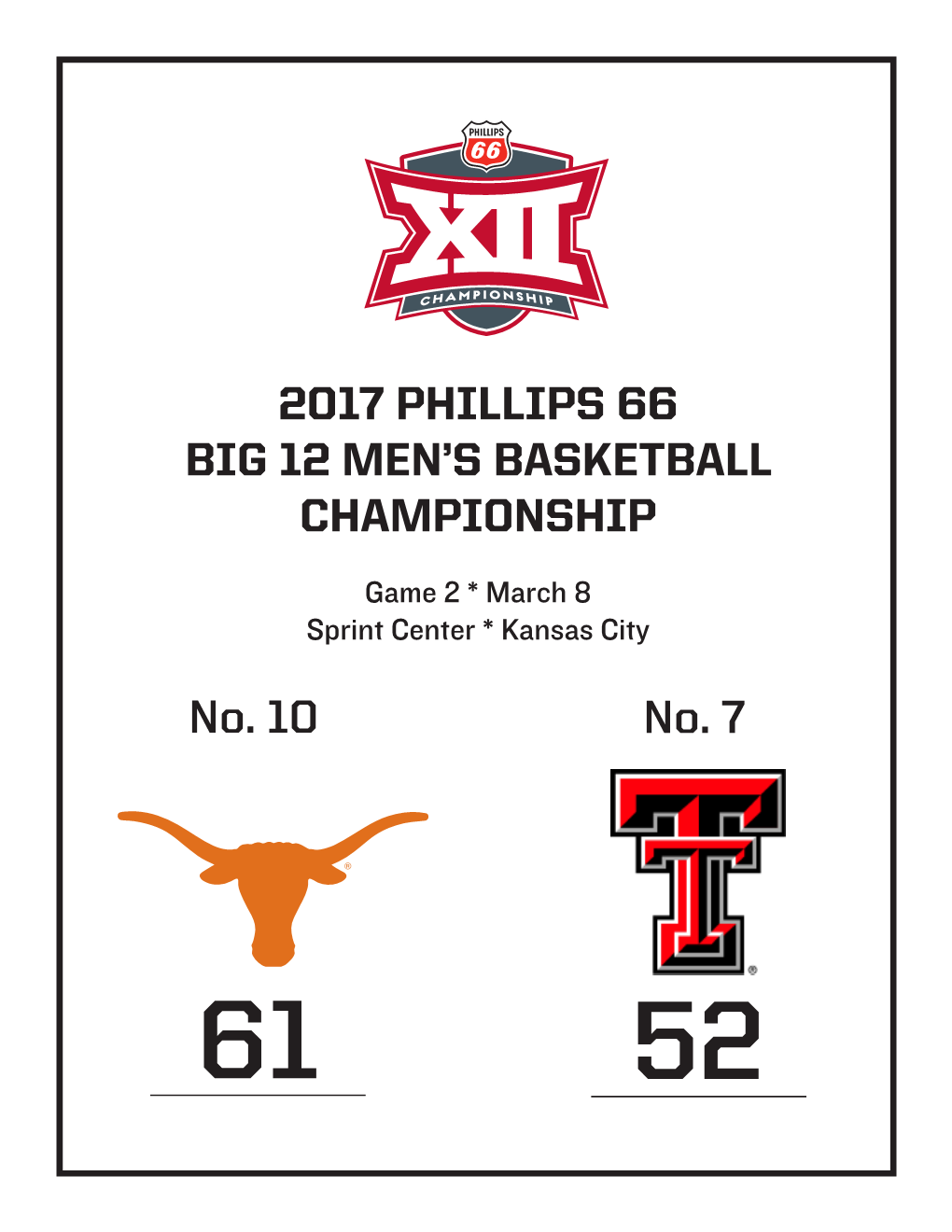 No. 10 No. 7 2017 PHILLIPS 66 BIG 12 MEN's BASKETBALL