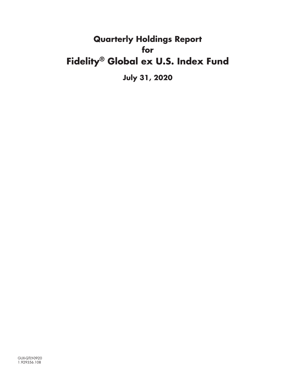 Fidelity® Global Ex U.S. Index Fund