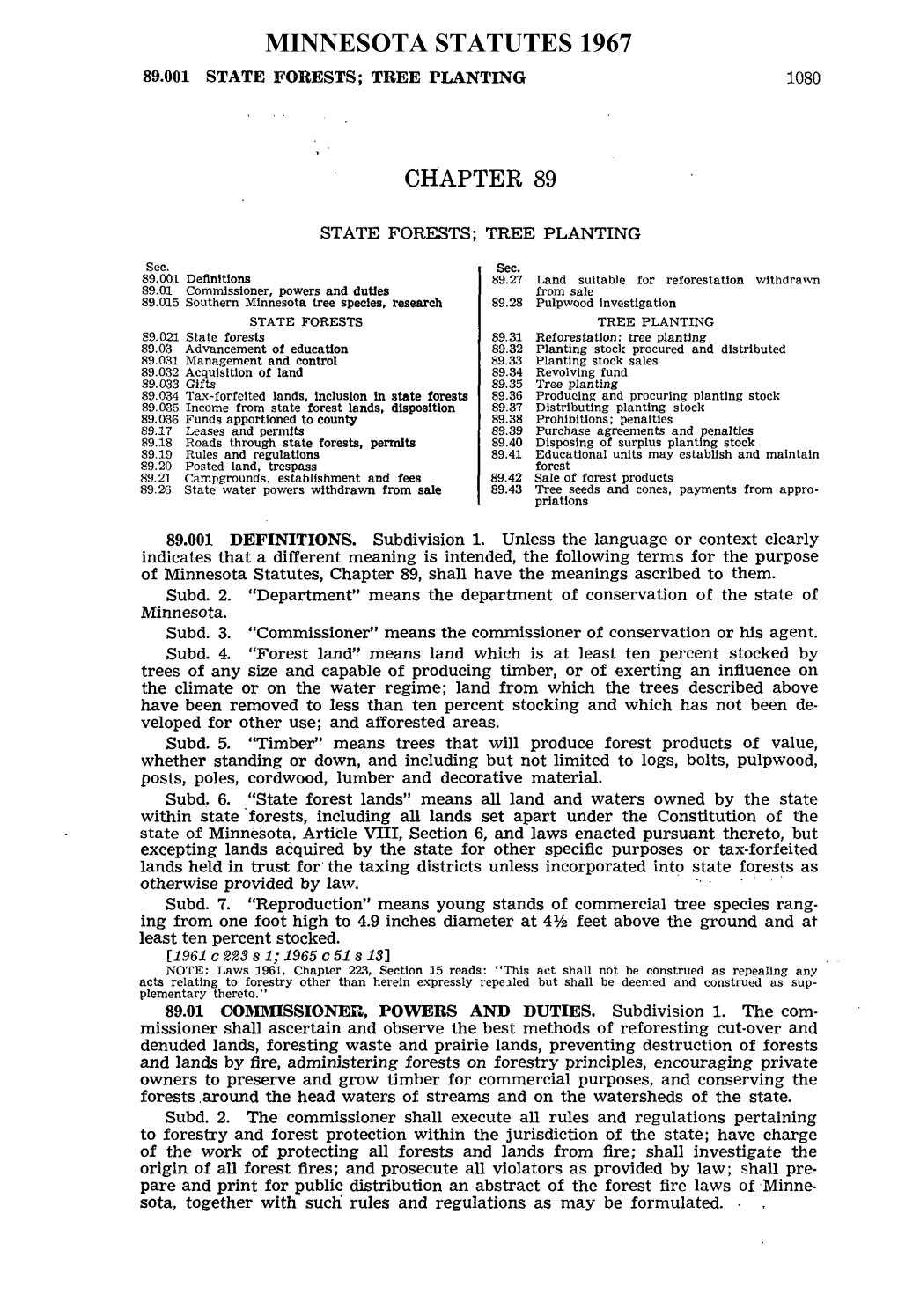 Chapter 89 Minnesota Statutes 1967