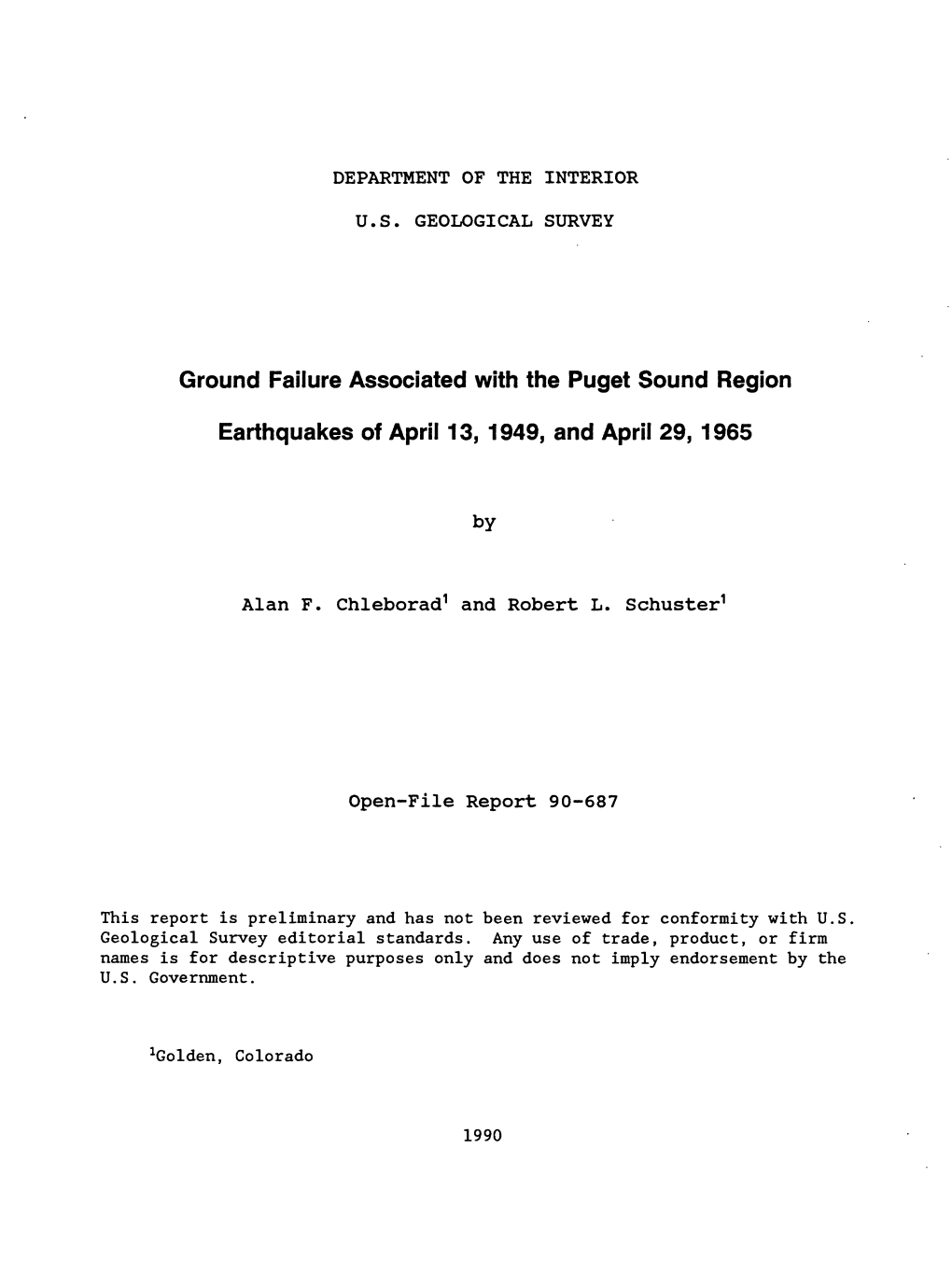 Ground Failure Associated with the Puget Sound Region Earthquakes of April 13, 1949, and April 29, 1965