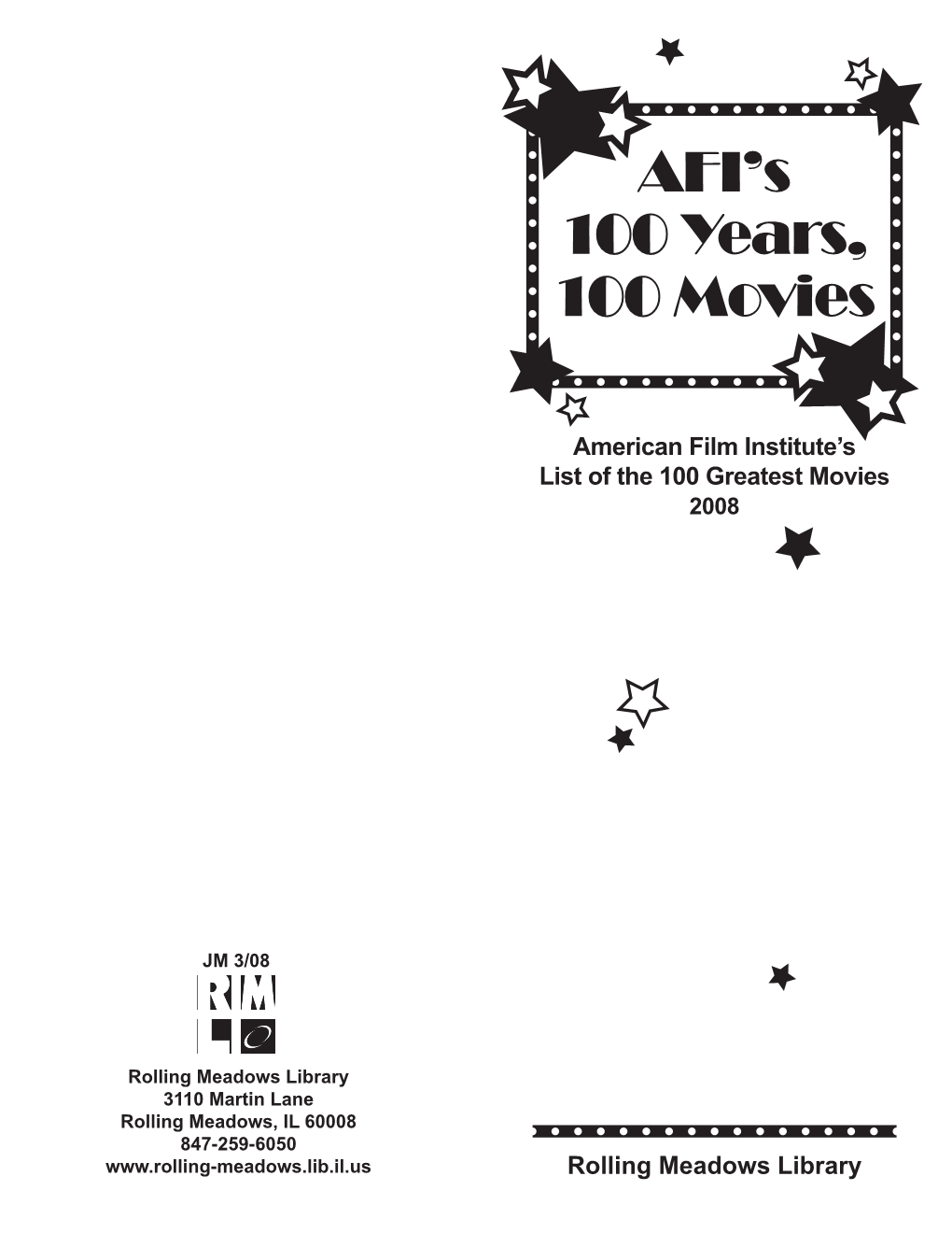 AFI Top 100 Movies Brochure 3-08.Indd