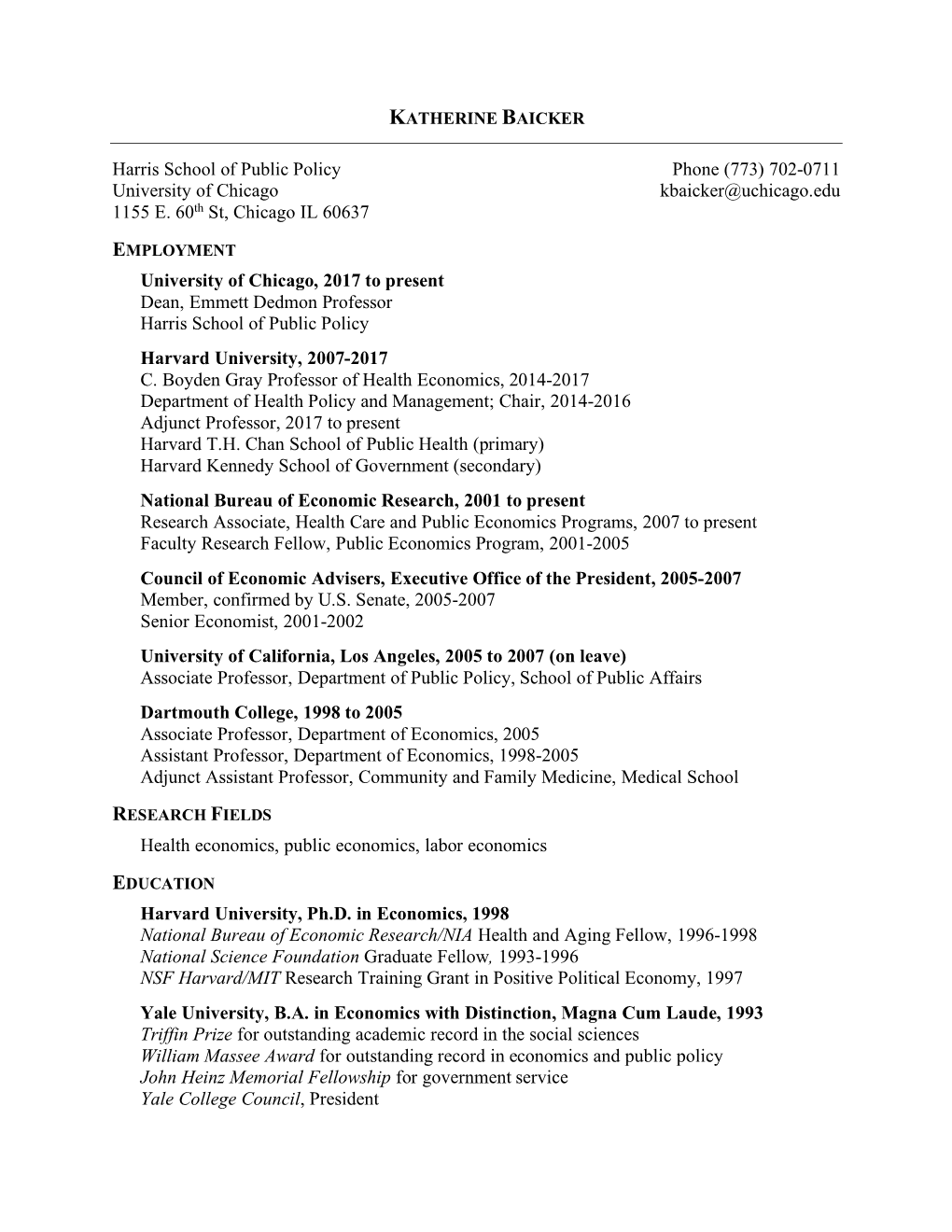 Baicker CV 04-17-18