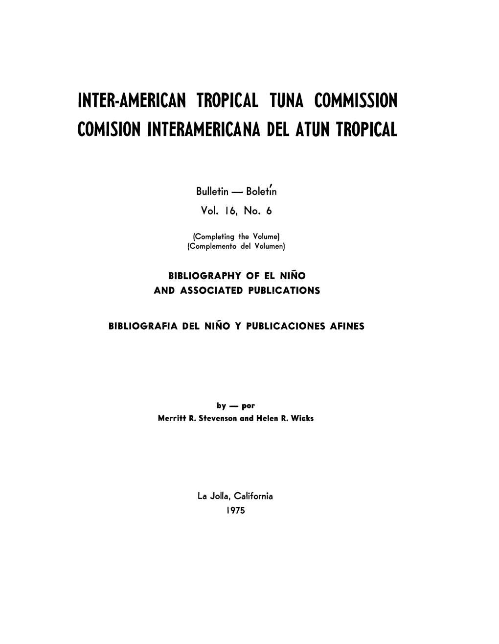 Inter-American Tropical Tuna Commission Comision Interamericana Del Atun Tropical