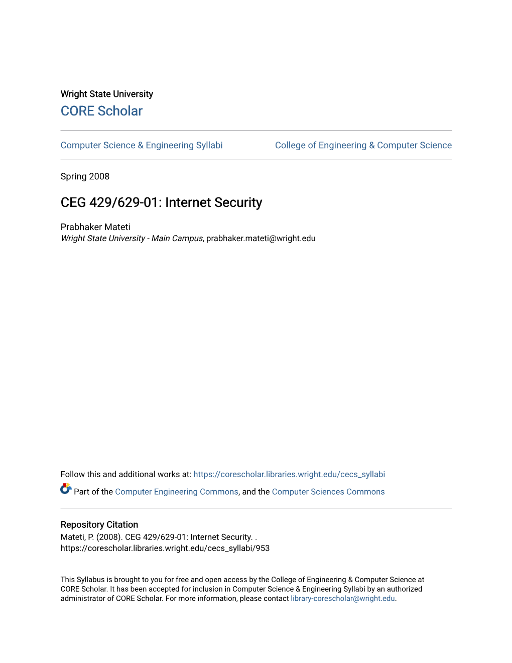 CEG 429/629-01: Internet Security