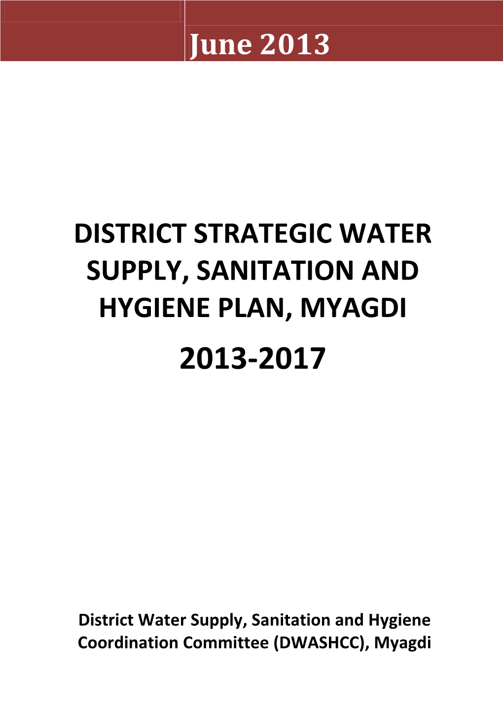 District Strategic Water Supply, Sanitation and Hygiene Plan, Myagdi