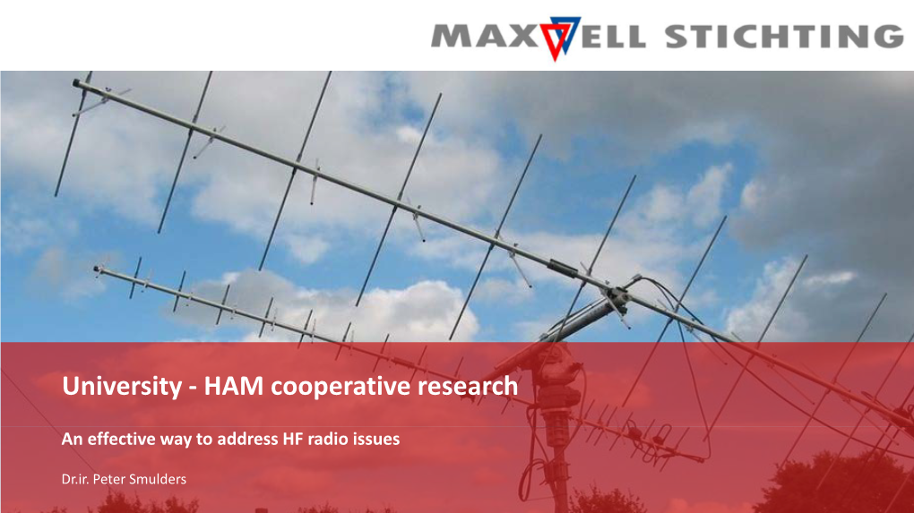 University - HAM Cooperative Research