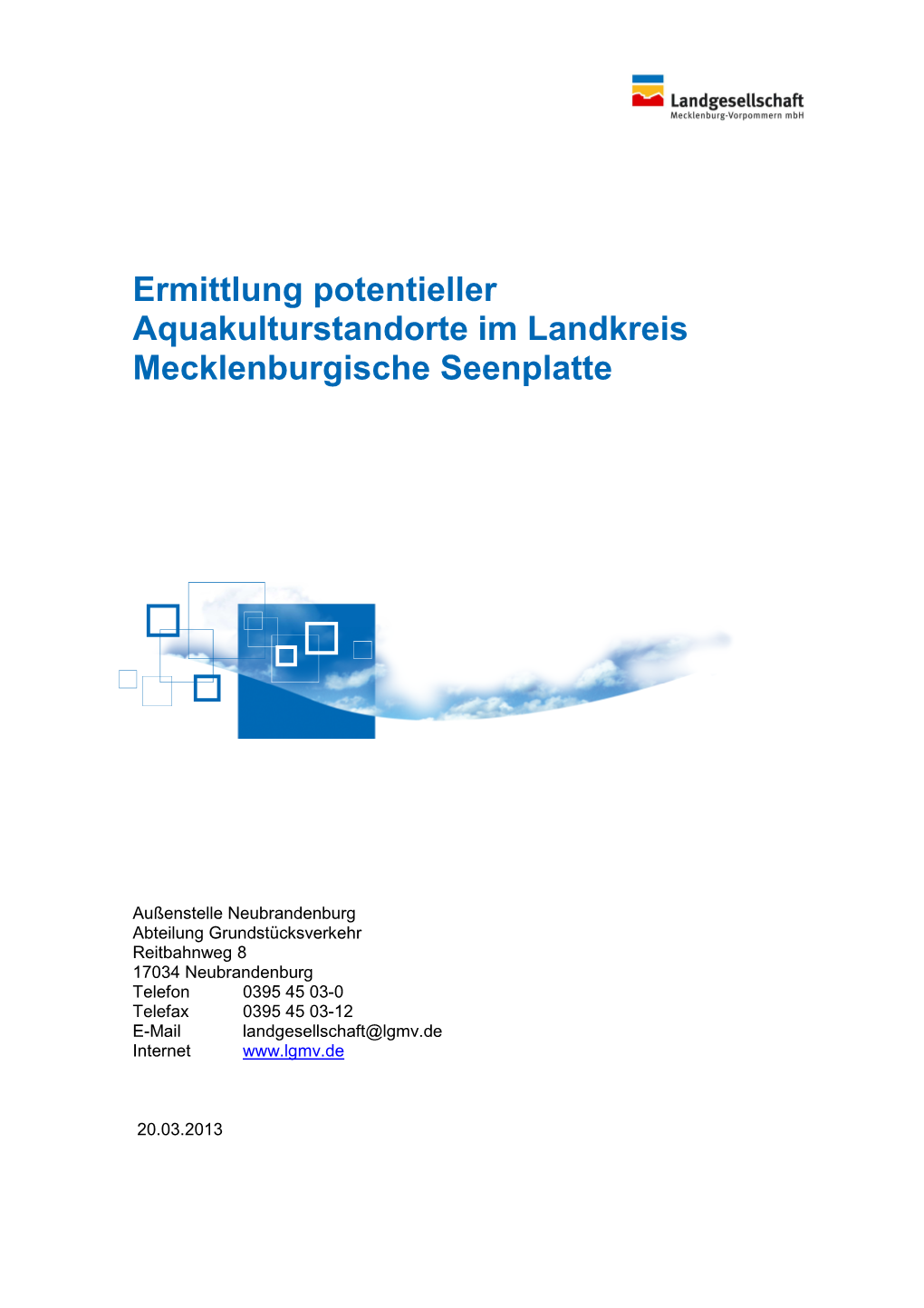 Bericht Standortrecherche Zu Aquakulturen Im LK MSP 2013