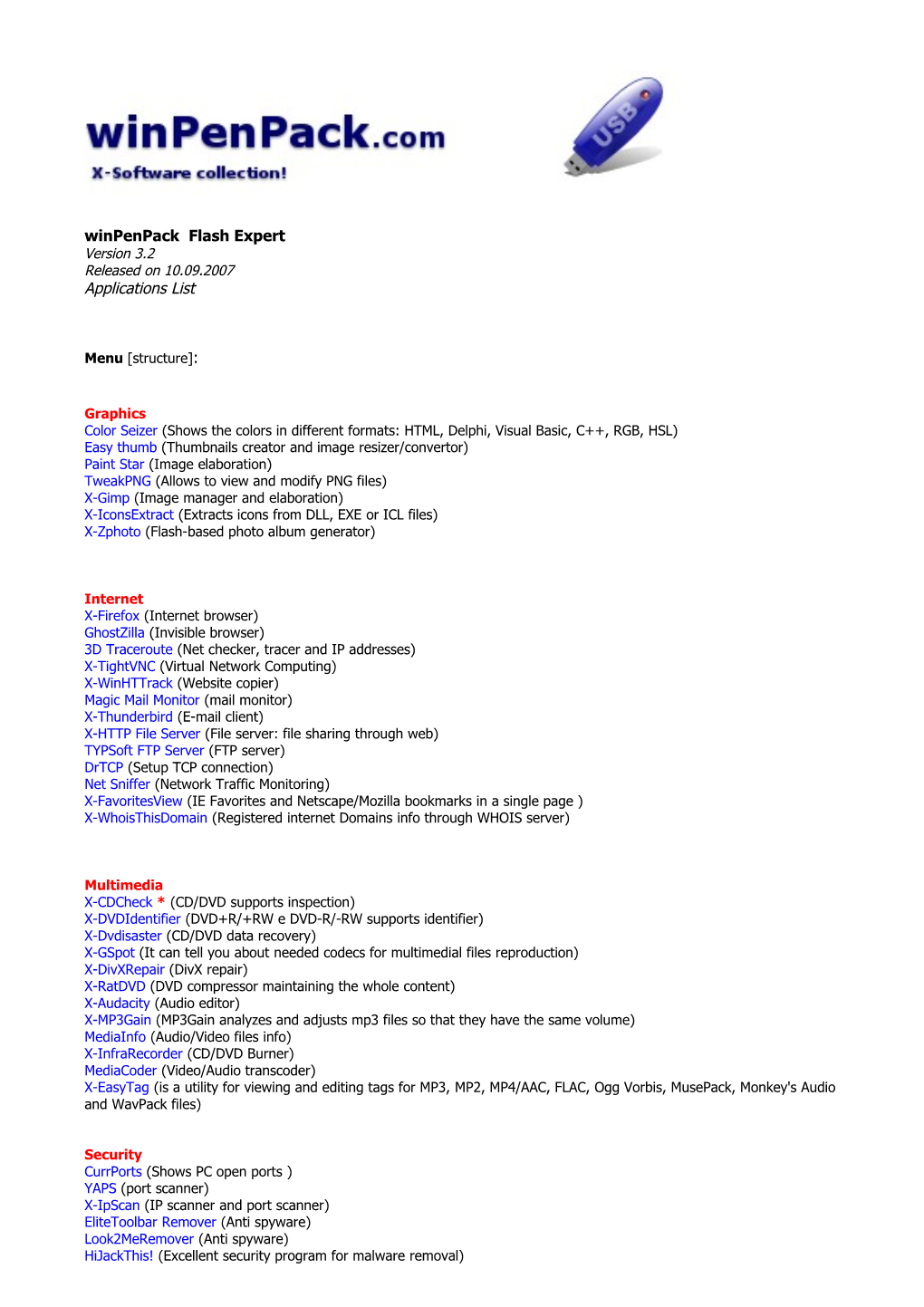 Winpenpack Flash Expert Applications List