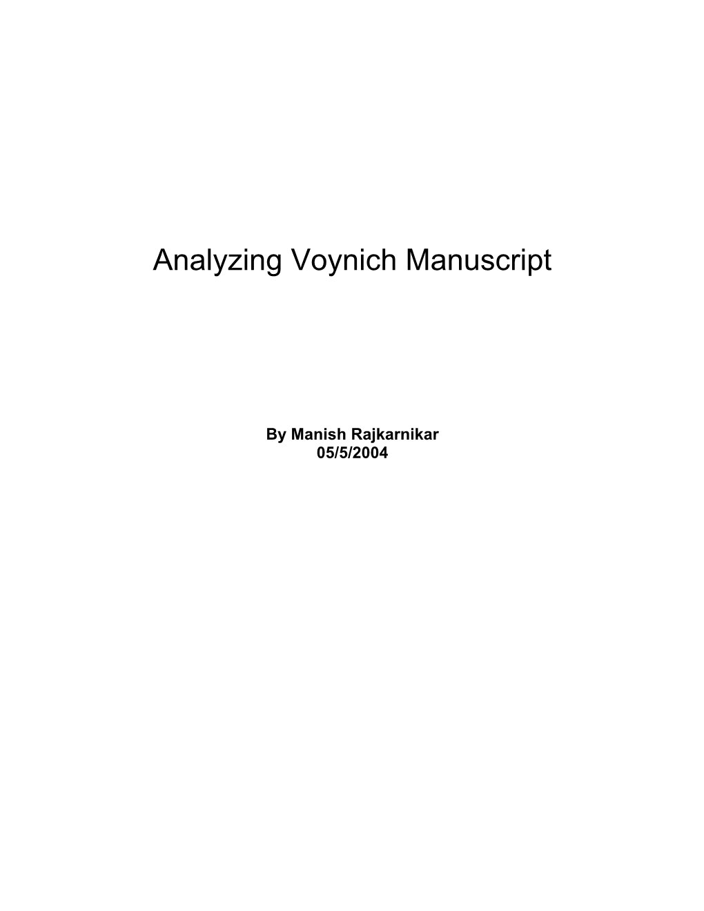 Analyzing Voynich Manuscript