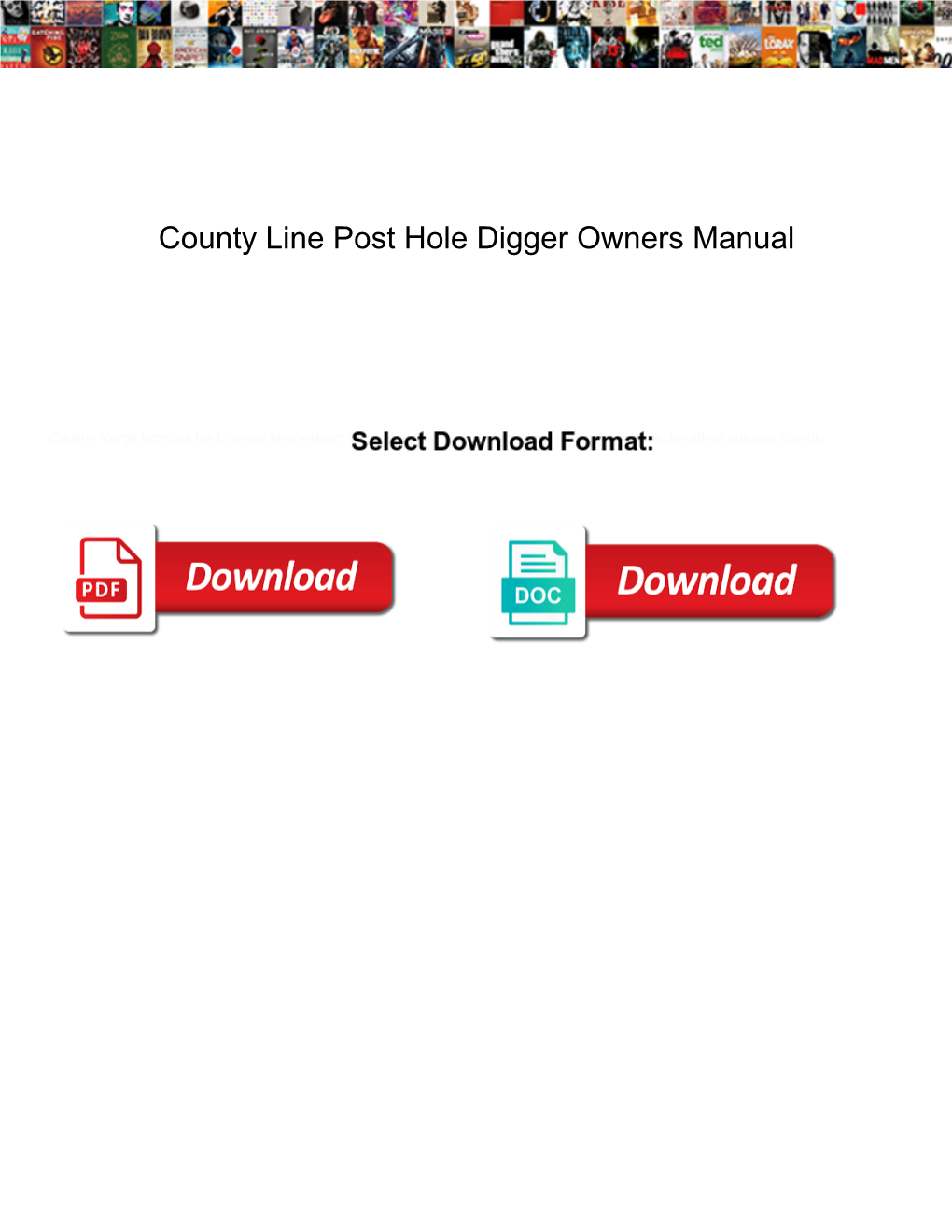 County Line Post Hole Digger Owners Manual
