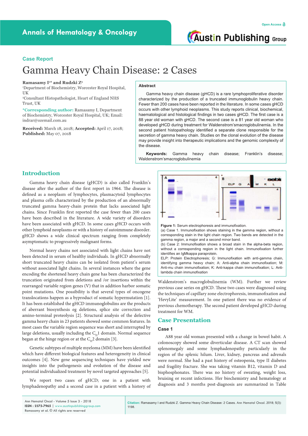 Gamma Heavy Chain Disease: 2 Cases