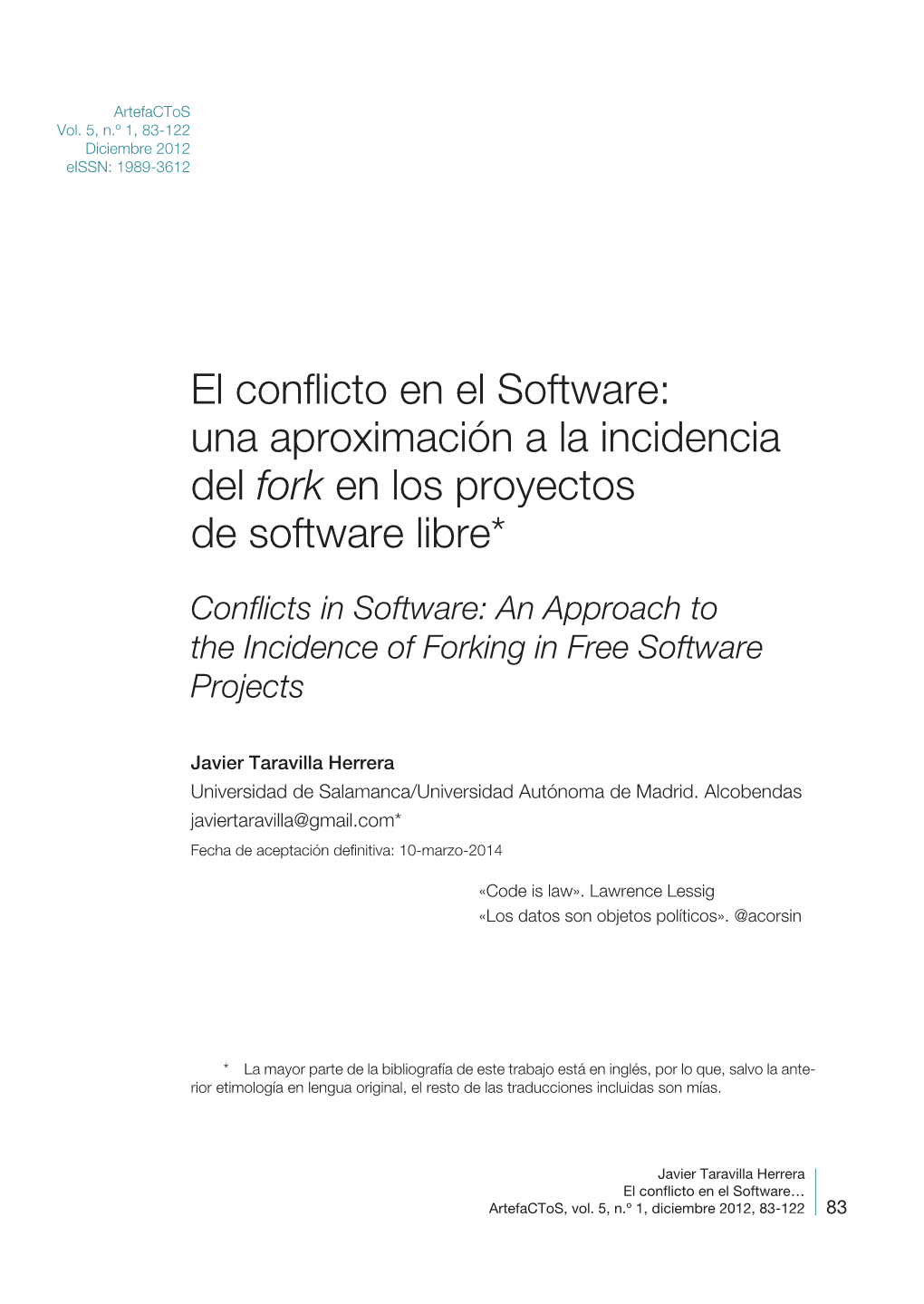 Fork» En Los Proyectos De Software Libre = Conflicts in So