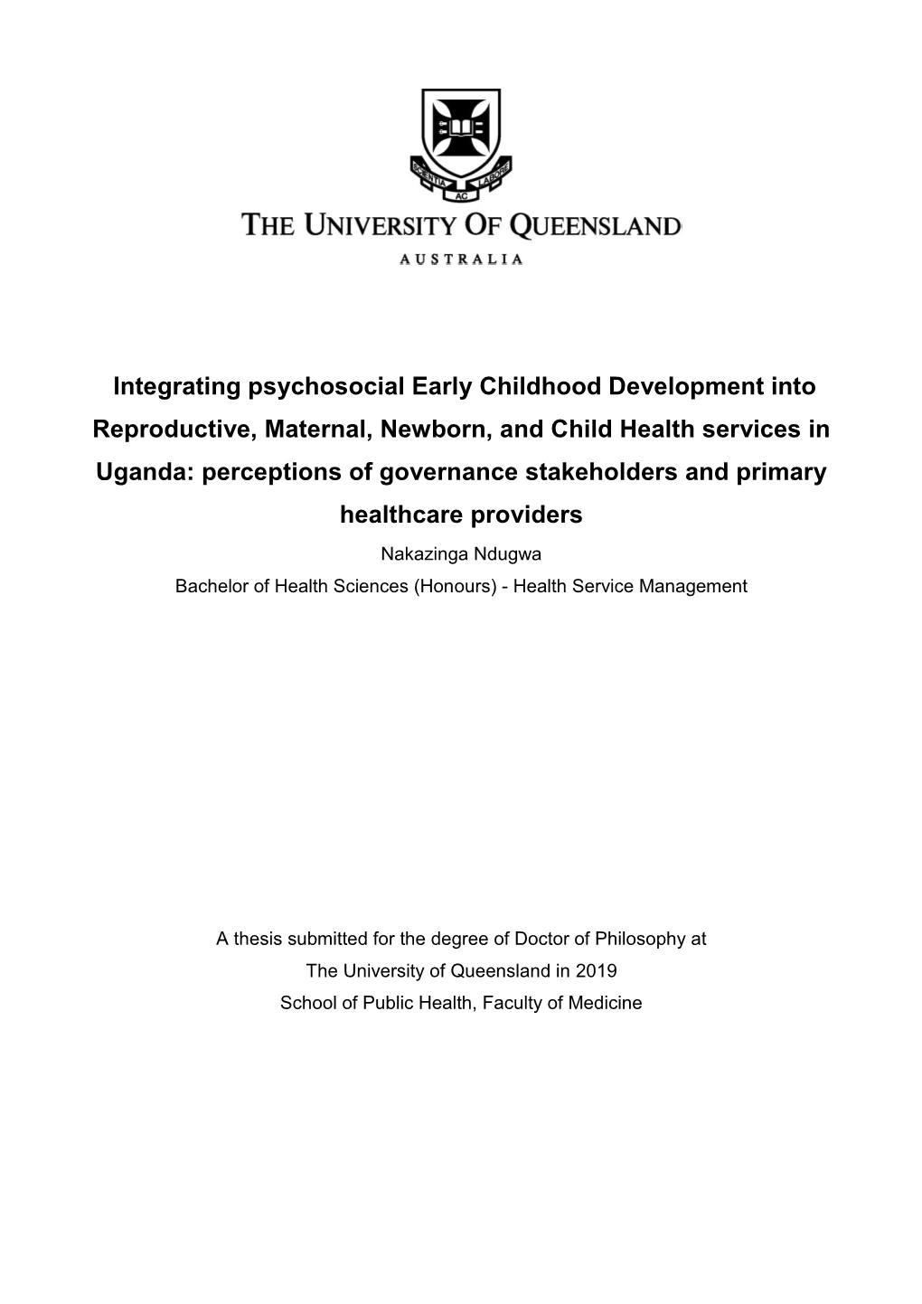 DRAFT THESIS Psychosocial Early Childhood