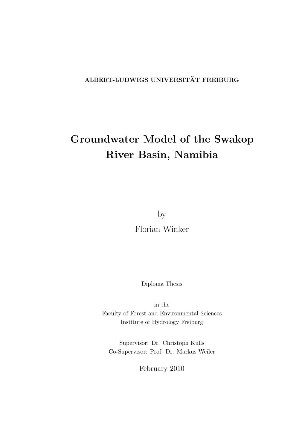 Groundwater Model of the Swakop River Basin, Namibia