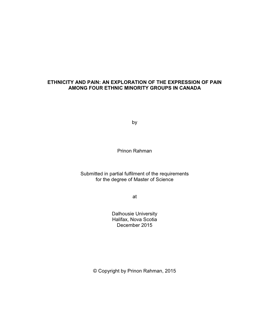 Ethnicity and Pain: an Exploration of the Expression of Pain Among Four Ethnic Minority Groups in Canada