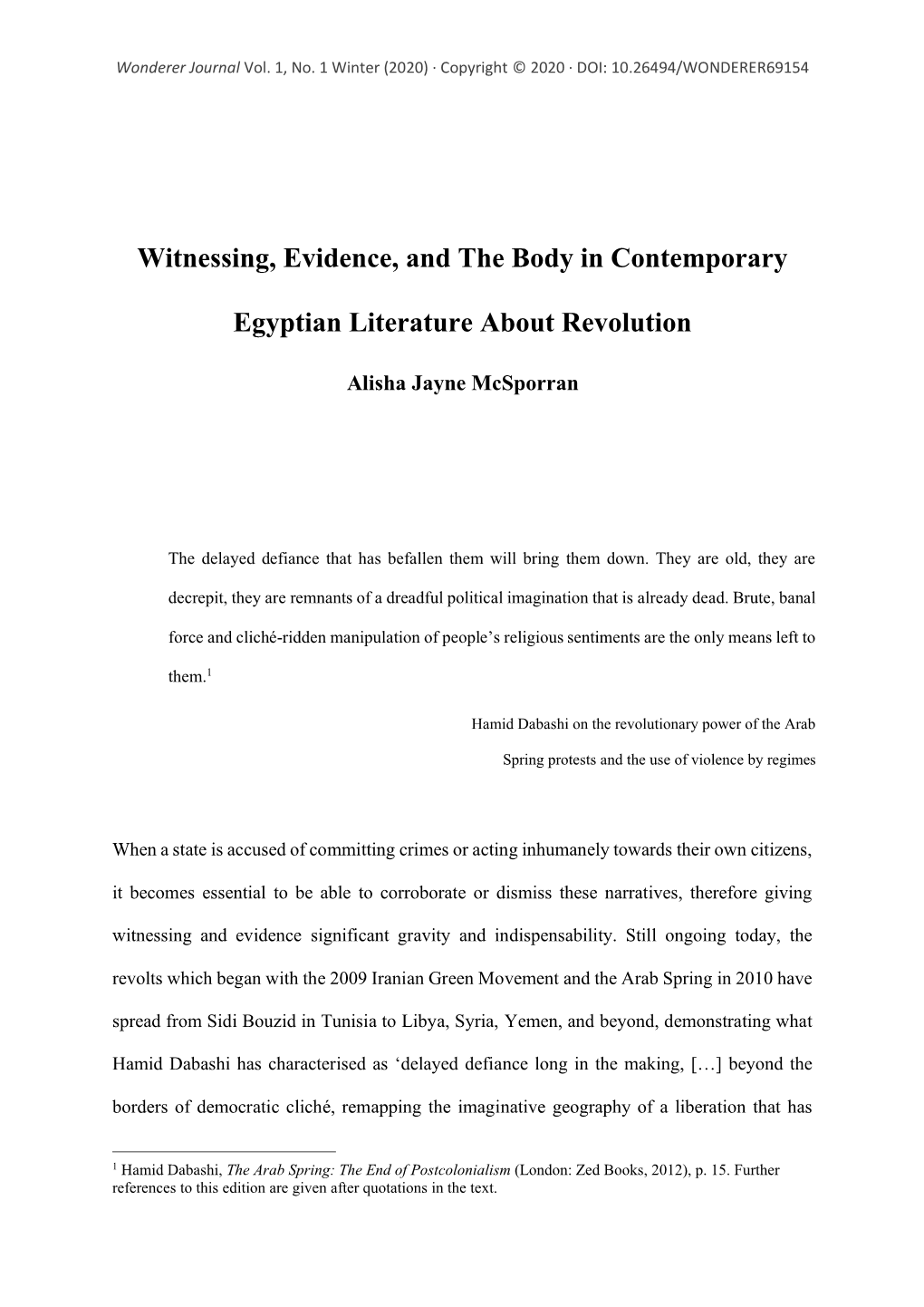 Witnessing, Evidence, and the Body in Contemporary Egyptian