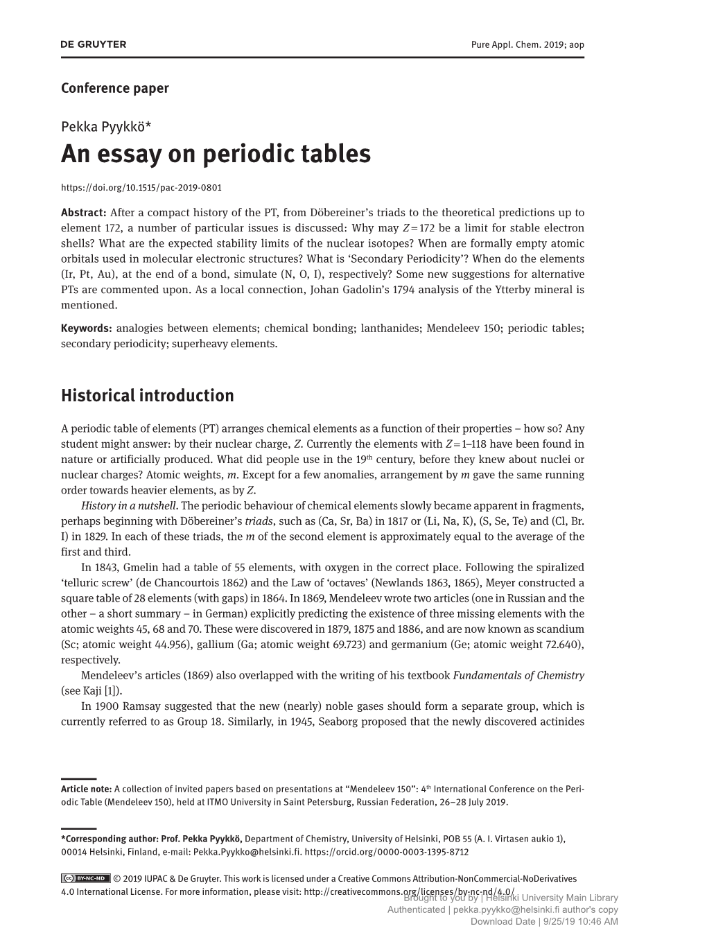 An Essay on Periodic Tables