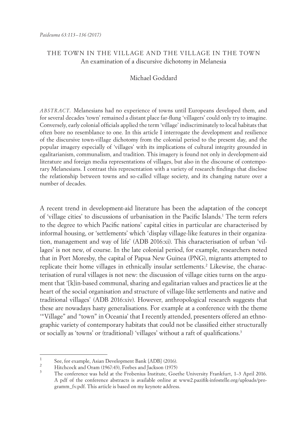 An Examination of a Discursive Dichotomy in Melanesia Michael