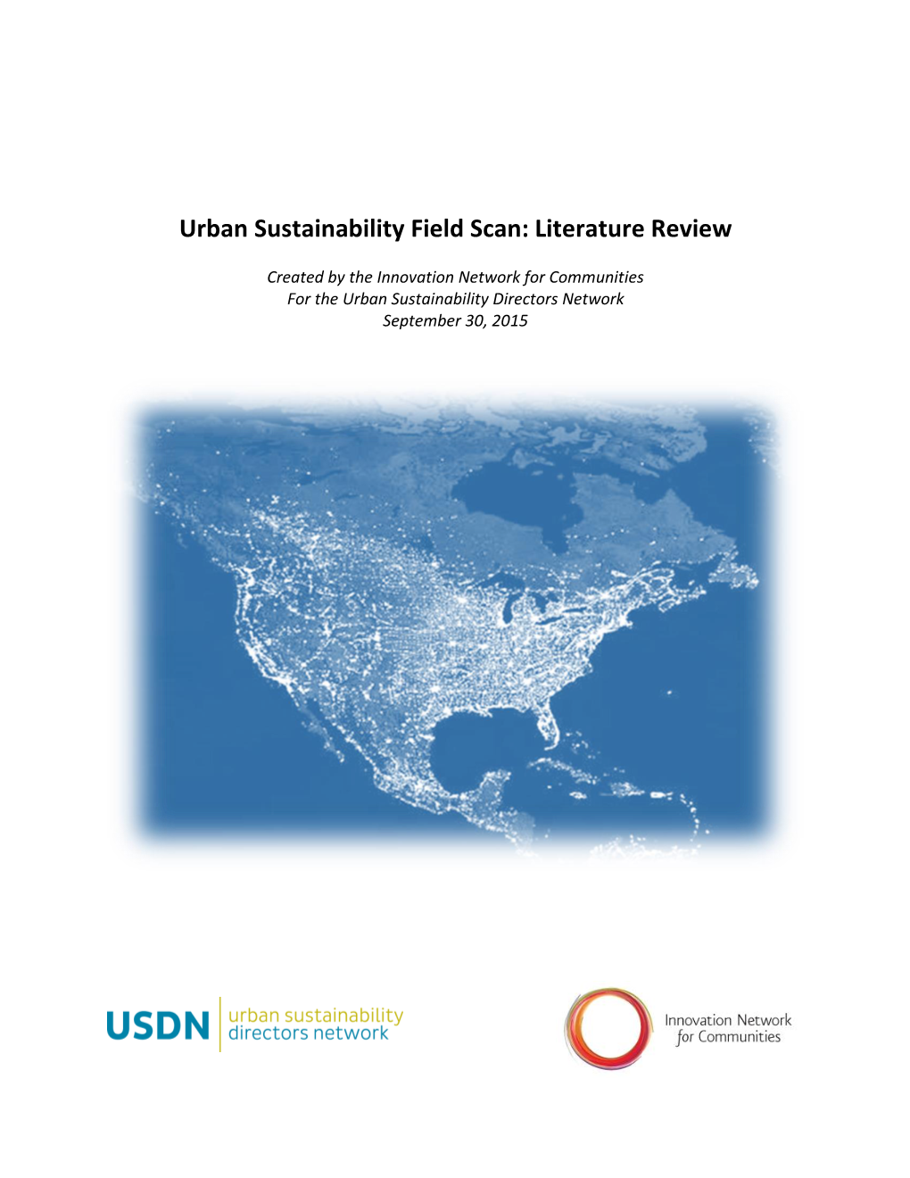 Urban Sustainability Field Scan: Literature Review