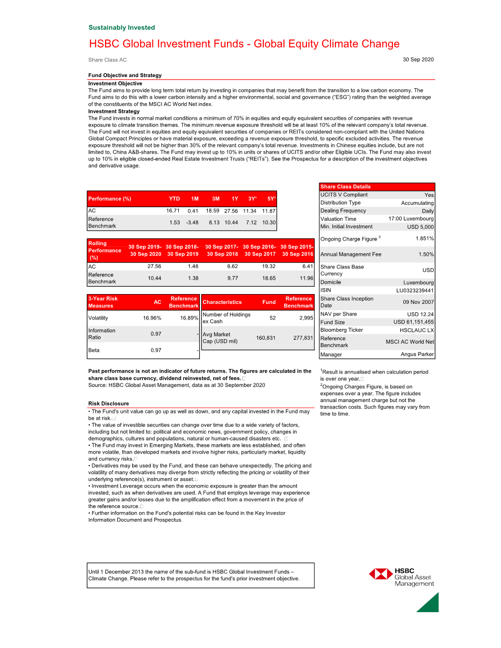 HSBC Global Investment Funds - Global Equity Climate Change