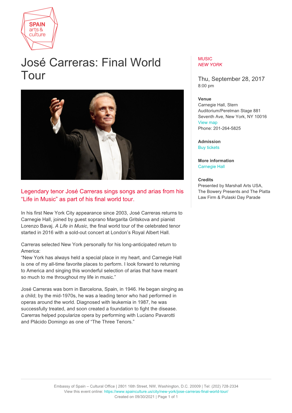 José Carreras: Final World Tour