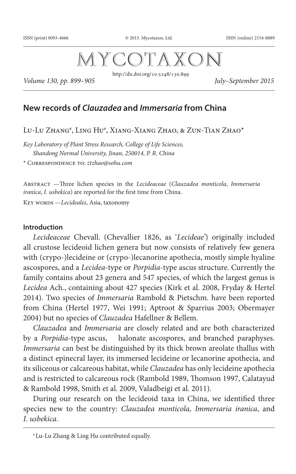 New Records of &lt;I&gt;Clauzadea&lt;/I&gt; and &lt;I