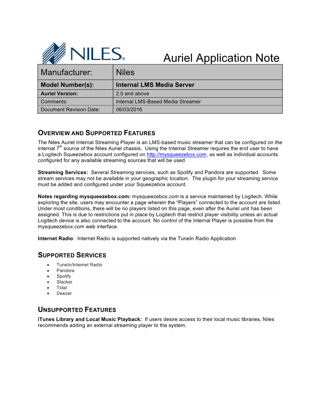 Auriel Application Note