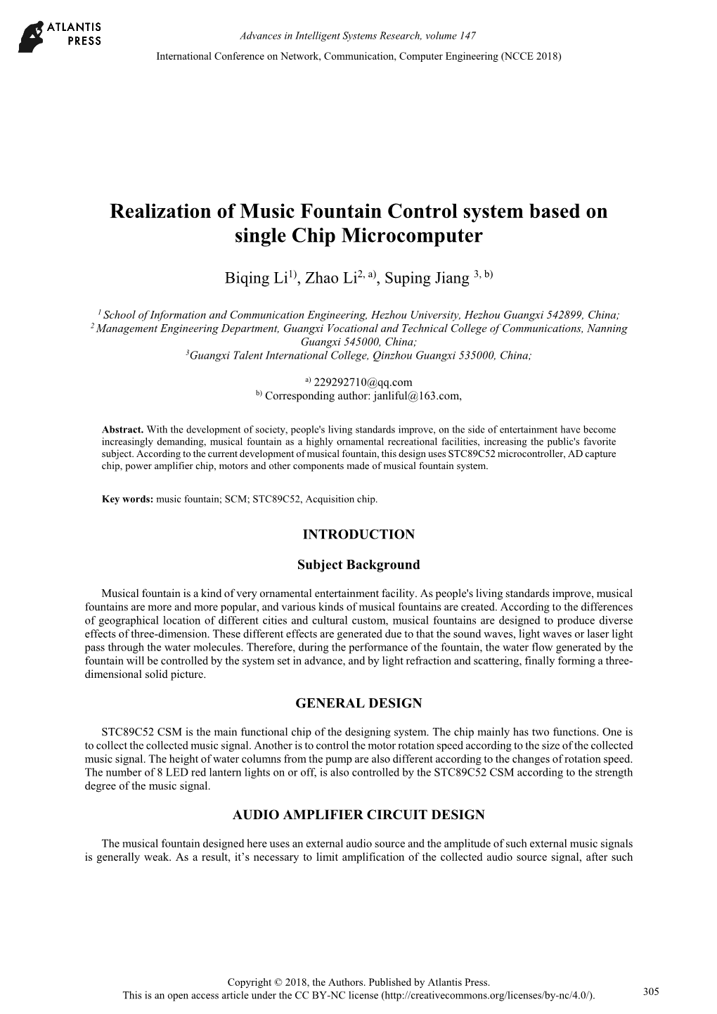Realization of Music Fountain Control System Based on Single Chip Microcomputer