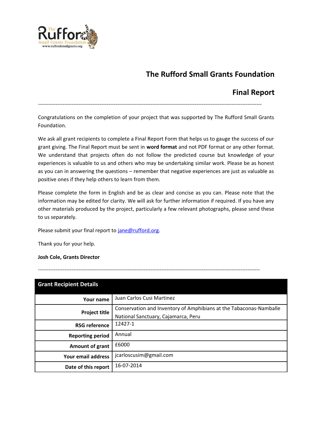 The Rufford Small Grants Foundation s8