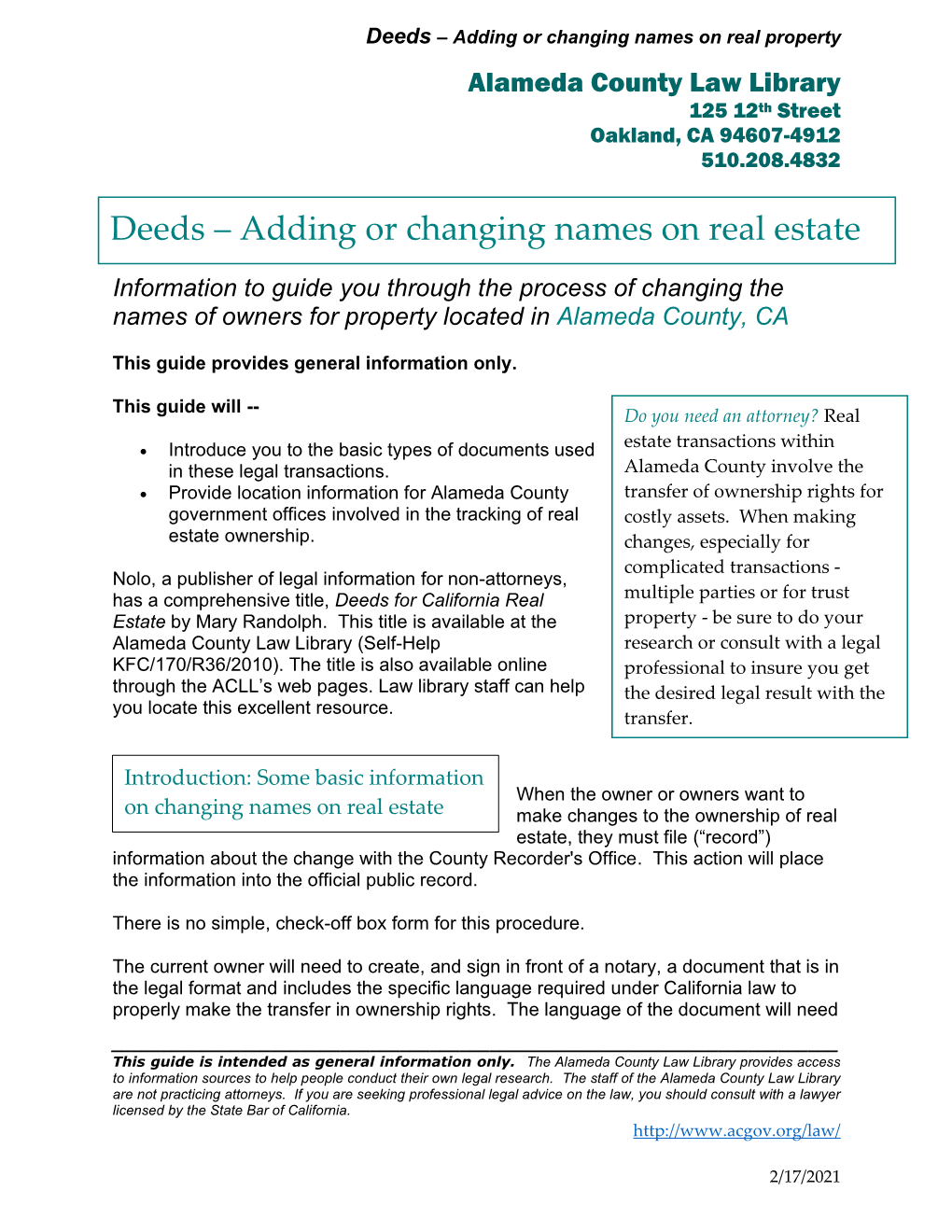 Deeds ‒ Adding Or Changing Names on Real Estate