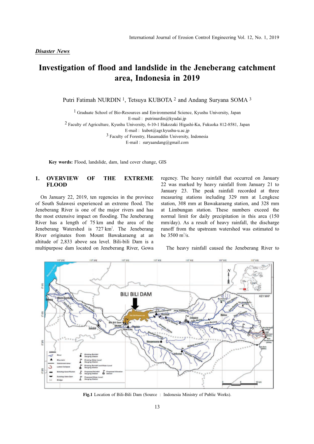 Investigation of Flood and Landslide in the Jeneberang Catchment Area, Indonesia in 2019