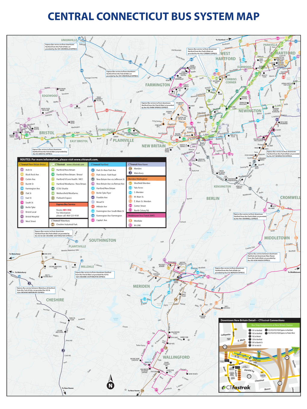 Central Connecticut Bus System Map