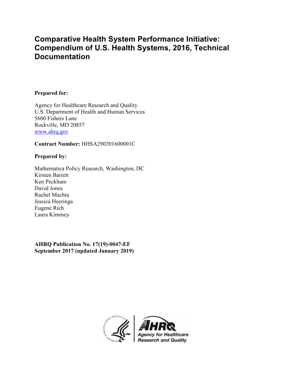 Compendium of US Health Systems, 2016, Technical Documentation