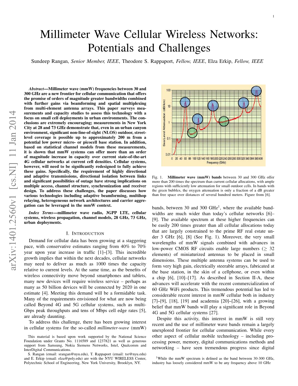 Millimeter Wave Cellular Wireless Networks: Potentials and Challenges Sundeep Rangan, Senior Member, IEEE, Theodore S