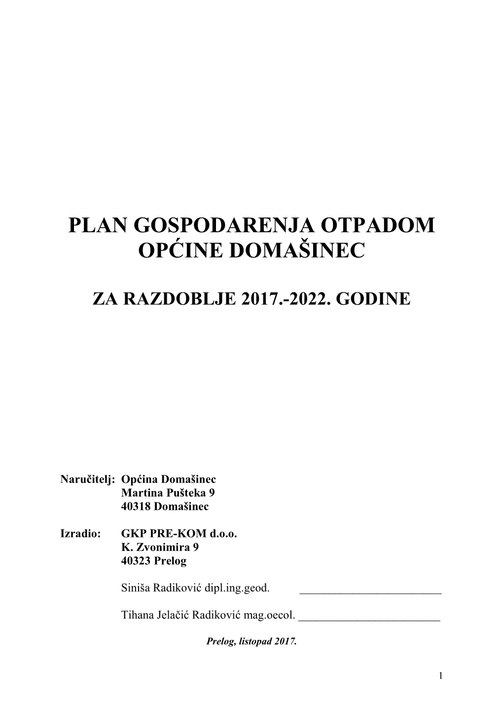 Plan Gospodarenja Otpadom Općine Domašinec