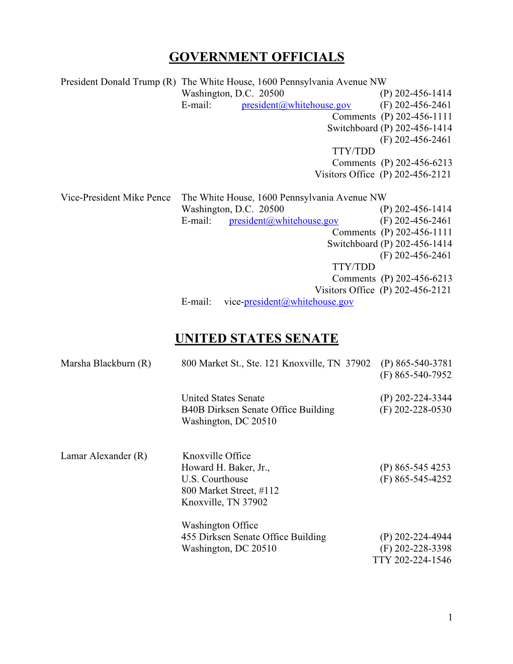 Jefferson City, TN 37760 (P) 865-397-3800 Attorney General Jimmy Dunn (P) 865-397-2367 125 Court Ave