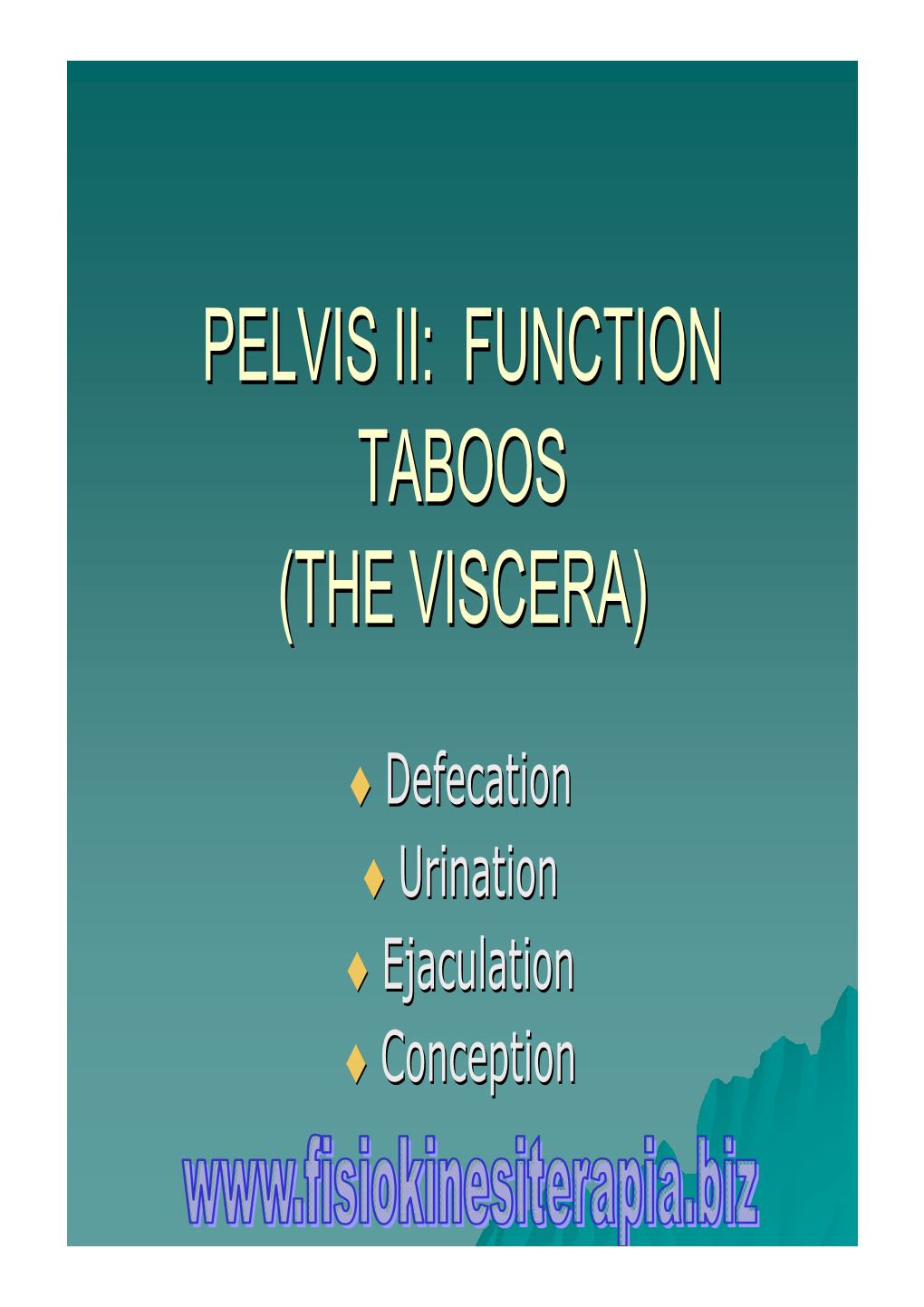 Pelvis Ii: Function Taboos (The Viscera)