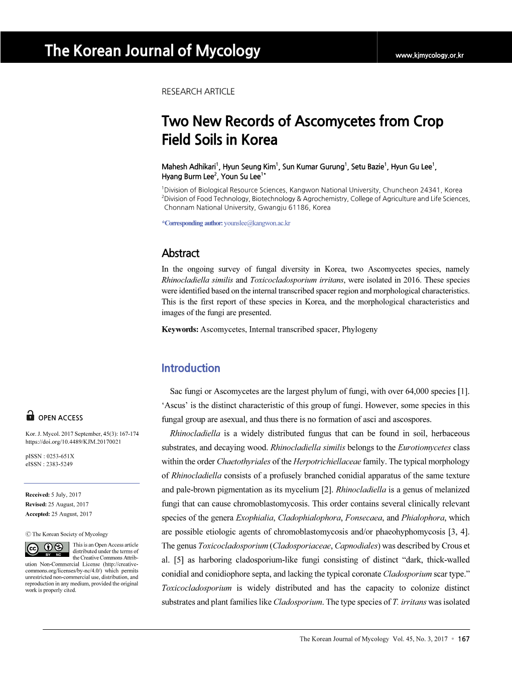 The Korean Journal of Mycology