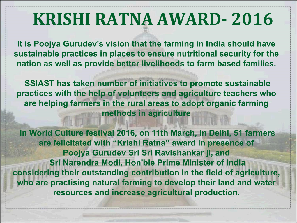 Krishi Ratna Award- 2016