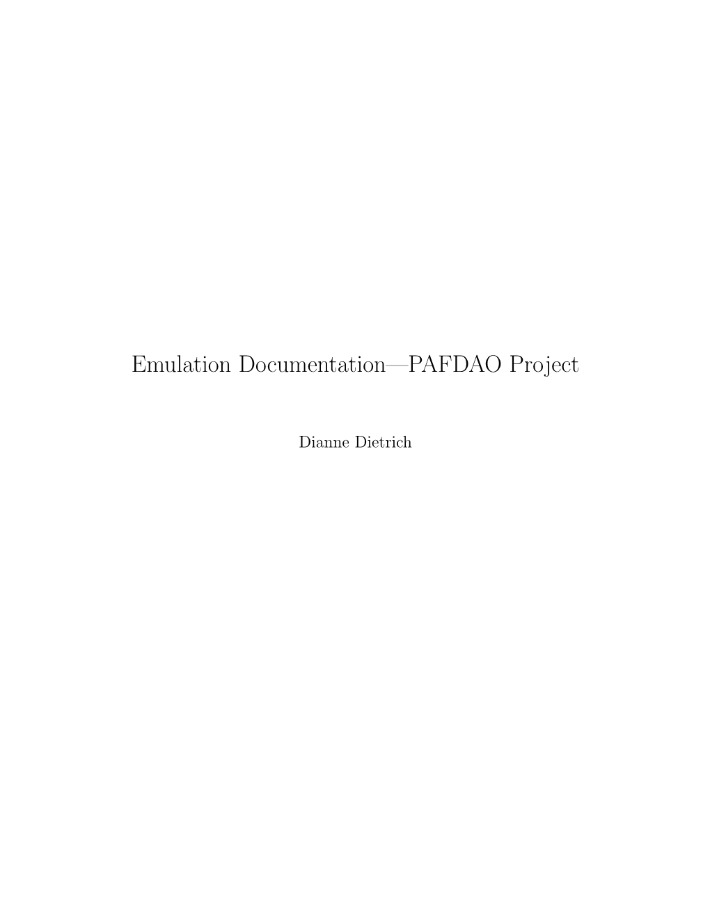 Emulation Documentation -- PAFDAO Project [PDF]