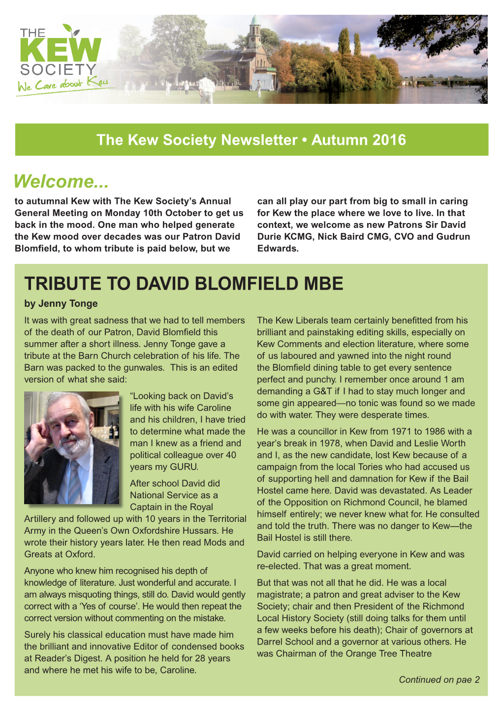 Tribute to David Blomfield