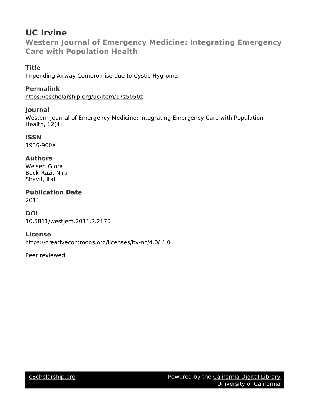 Impending Airway Compromise Due to Cystic Hygroma