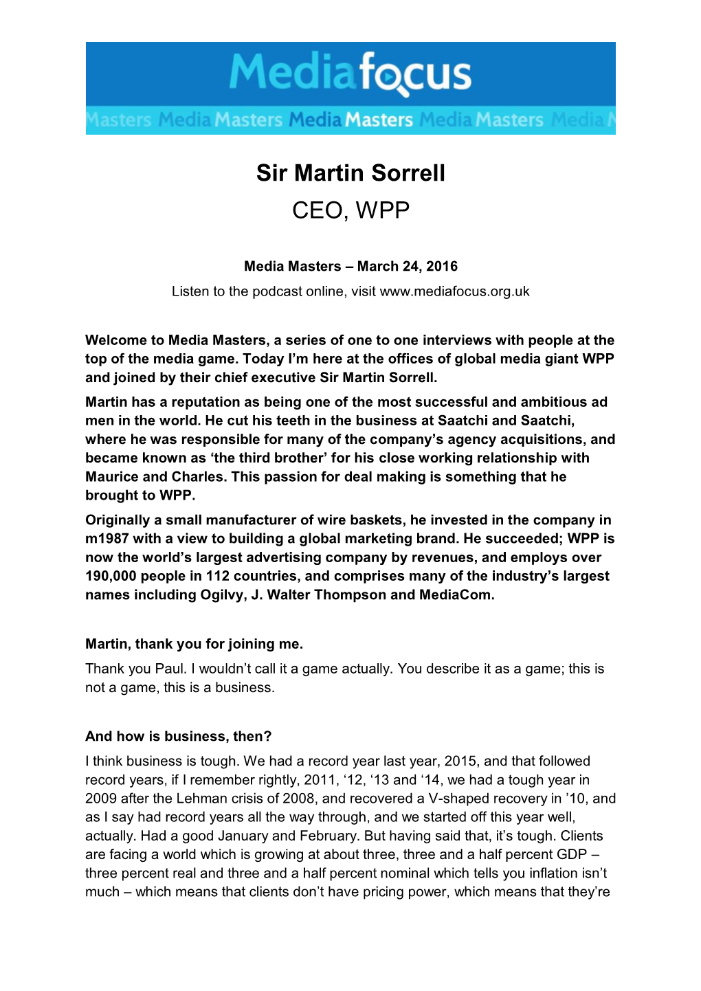 Sir Martin Sorrell CEO