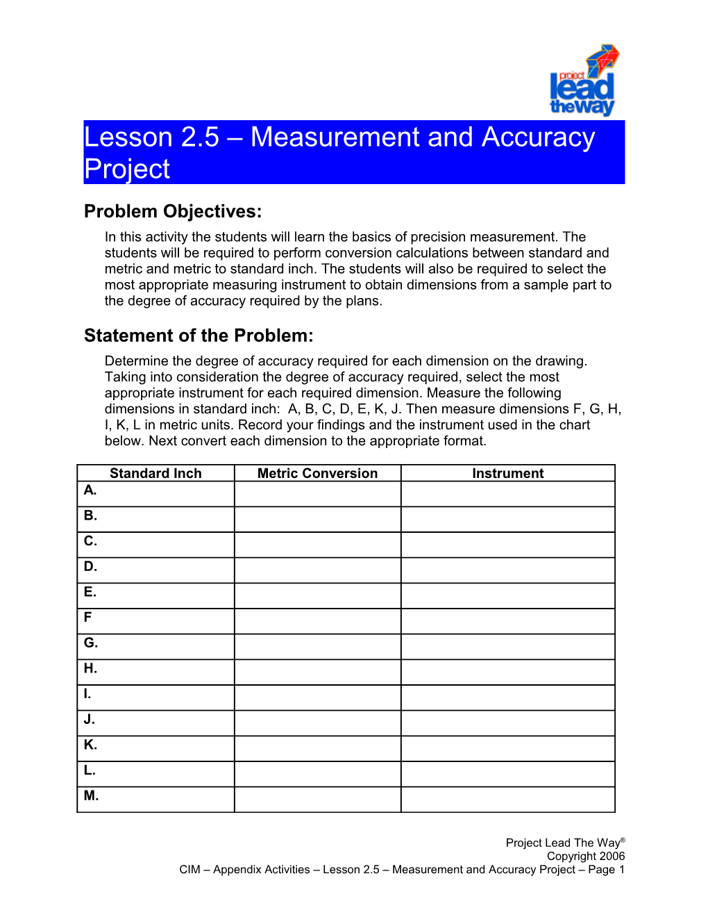 Lesson 2.5 - Measurement and Accuracy Project