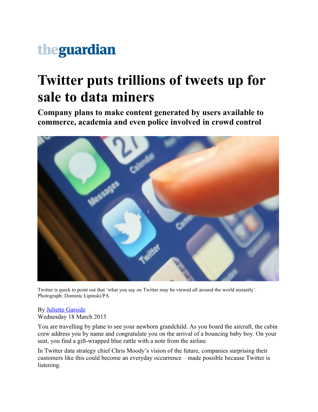 Twitter Puts Trillions of Tweets up for Sale to Data Miners