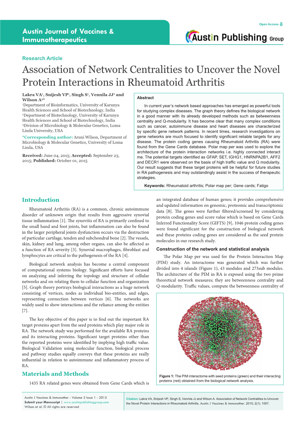 Association of Network Centralities to Uncover the Novel Protein Interactions in Rheumatoid Arthritis