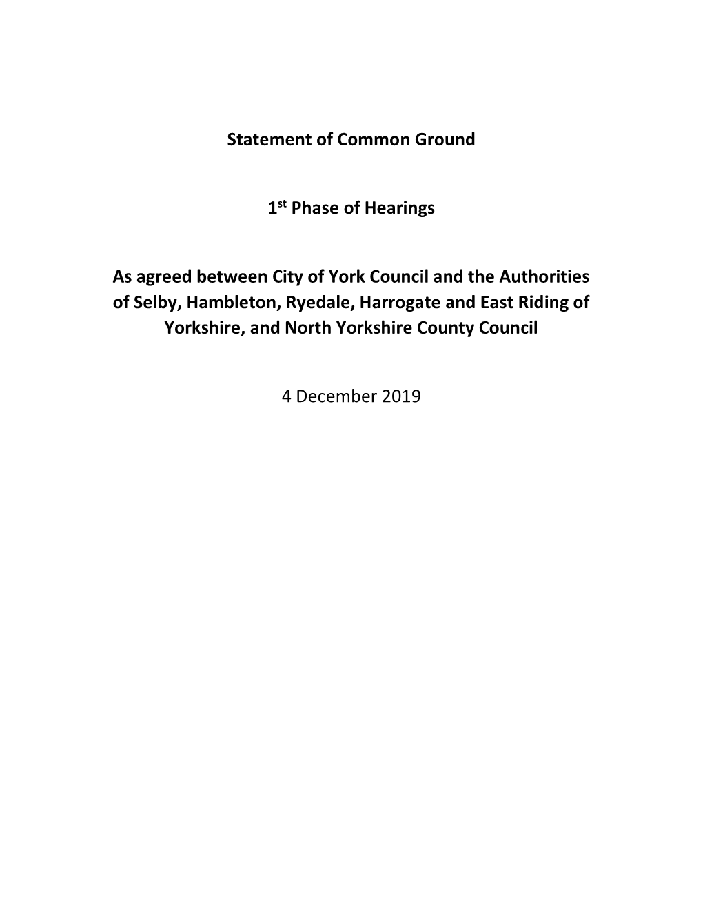 Statement of Common Ground 1St Phase Of